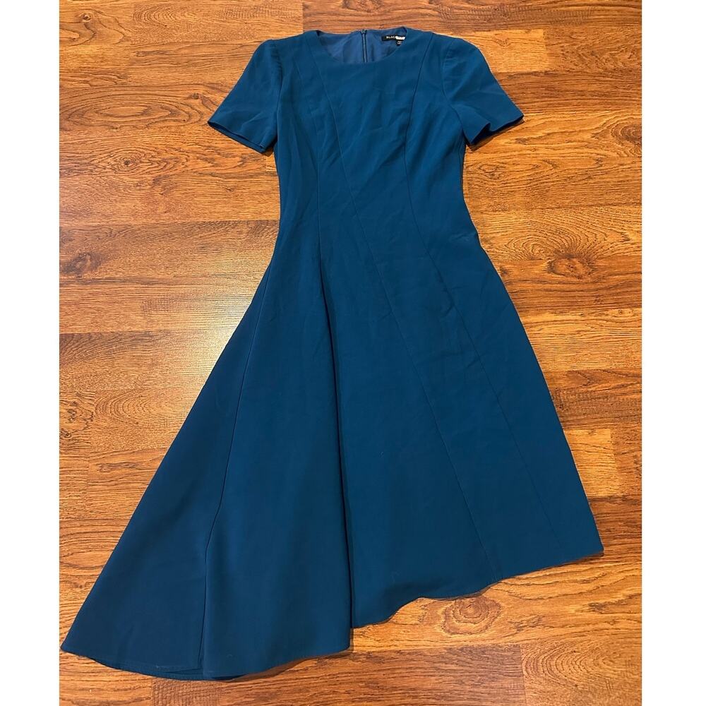 Black Halo Olcay Asymmetric Hem Midi Dress Women’s 0 Blue Modern Chic Unique